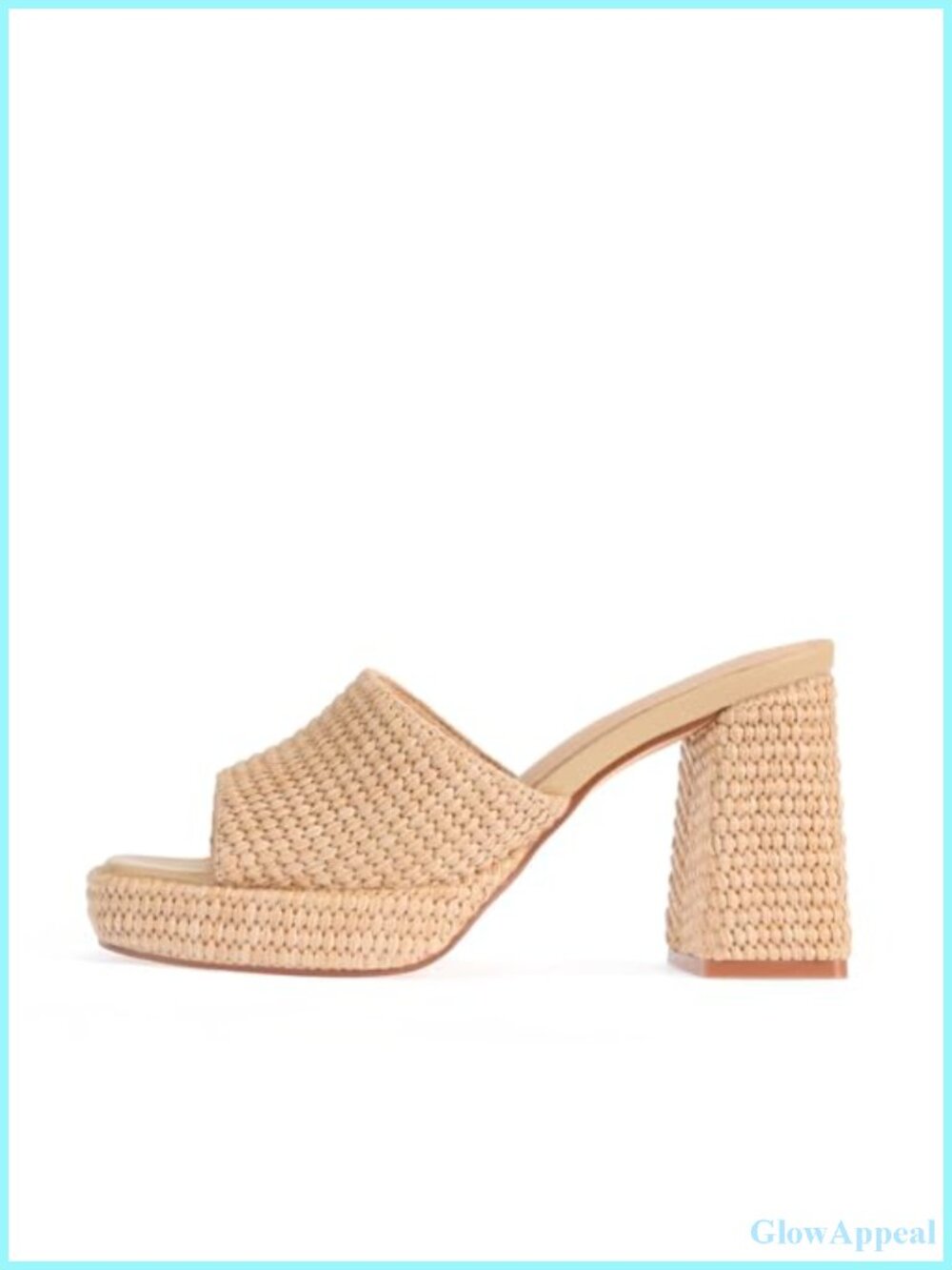 Raffia Platform Sandals Women's Strappy Woven Heels Chunky Summer
